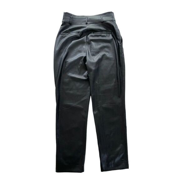 Aritzia Babaton Command Black Faux Leather Ankle Pants size 8 - Picture 3 of 8
